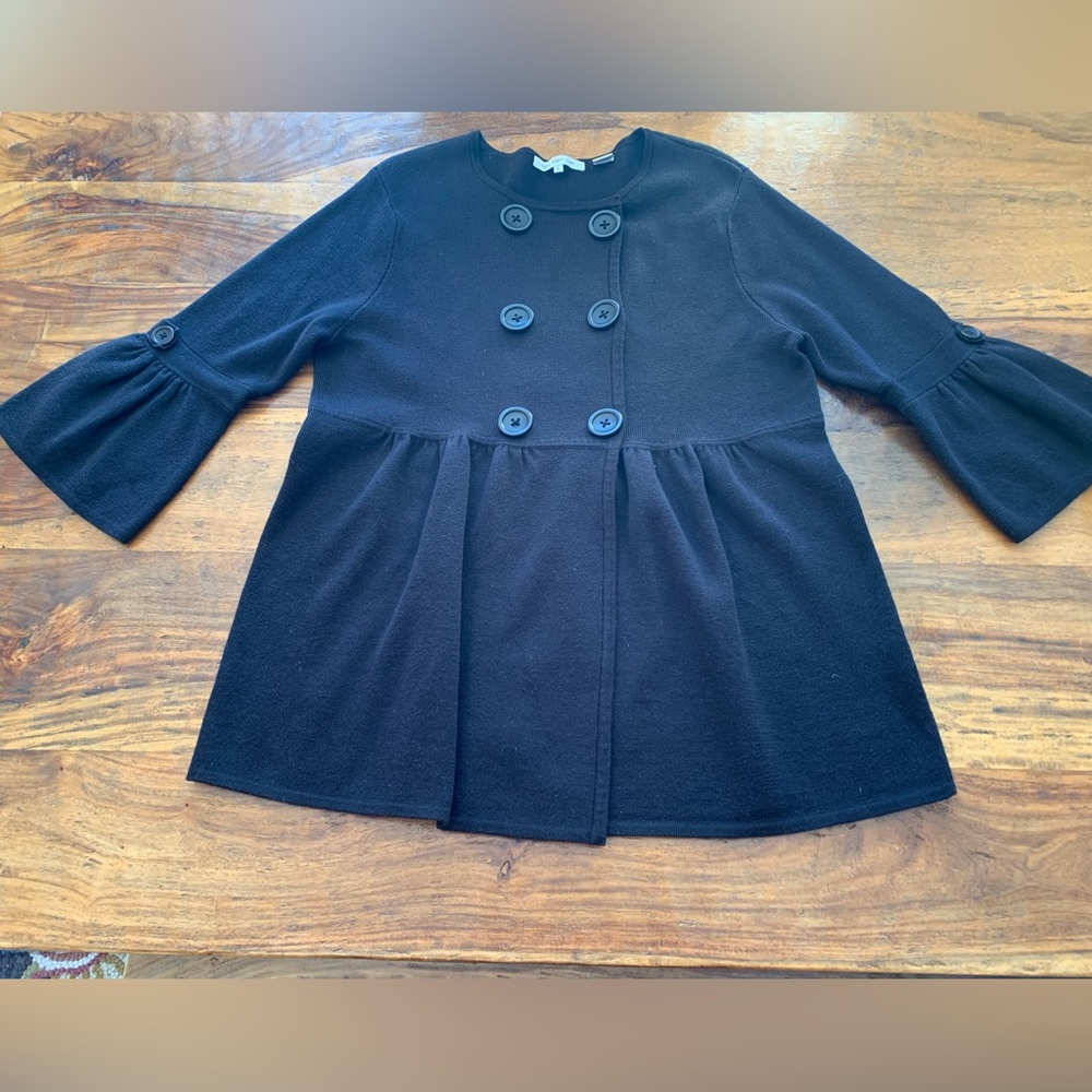 Eight Eight Eight, Women’s “Retro” Look Sweater Jacket, Buttons, Black, Size L View 3